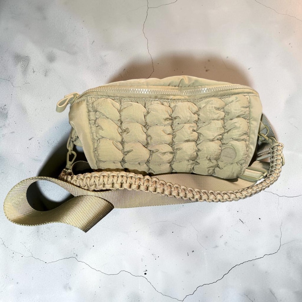 C&C California Olive Green Quilted Puffer Belt Bag Paracord Strap Fanny Pack